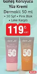 DERMOKİL GÜNEŞ KORUYUCU YÜZ KREMİ LEKE KARŞITI 50 ML 50 SPF